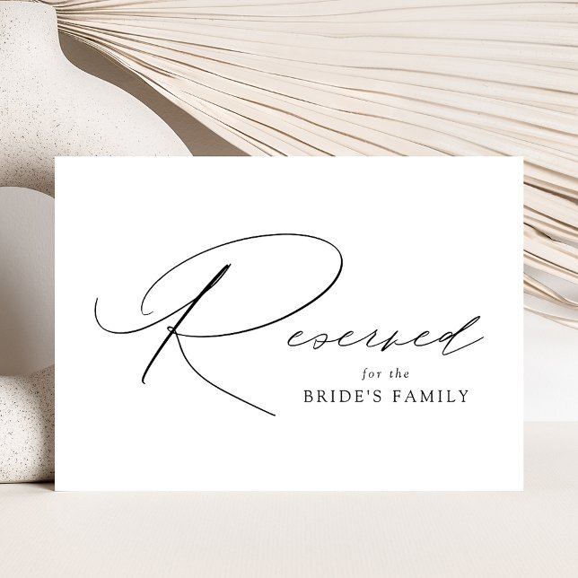 Modern Elegant Black Script Wedding Reserved Sign (Creator Uploaded)