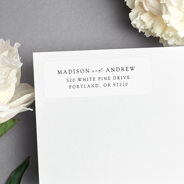 Modern Elegant Black Script Wedding Return Address (Creator Uploaded)