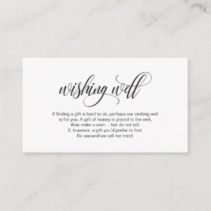 Modern Elegant, Black Script, Wedding Wishing Well Enclosure Card