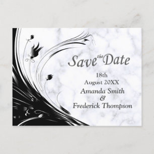 Modern Elegant Black Silhouette on White Marble Announcement Postcard