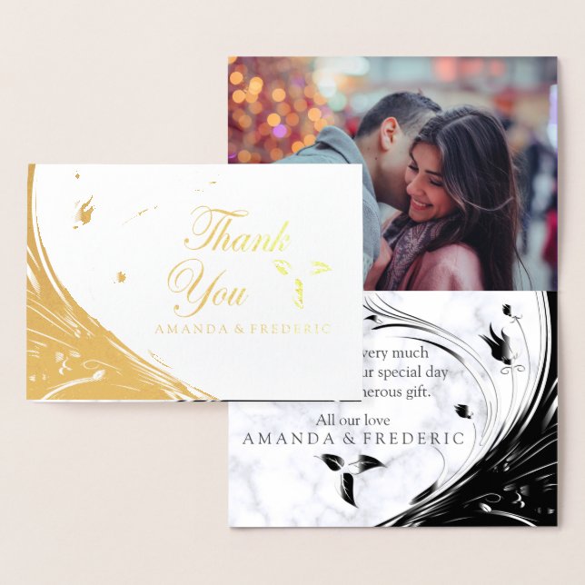 Modern Elegant Black Silhouette on White Marble Foil Card (Display)