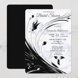 Modern Elegant Black Silhouette on White Marble Invitation