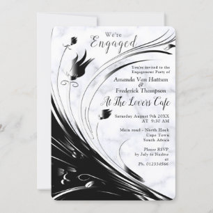 Modern Elegant Black Silhouette on White Marble Invitation