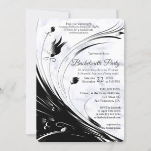 Modern Elegant Black Silhouette on White Marble Invitation