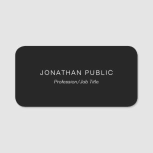 Modern Elegant Black Simple Design Template Trendy Name Tag