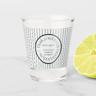 Modern elegant black stripe & bold typography grad shot glass