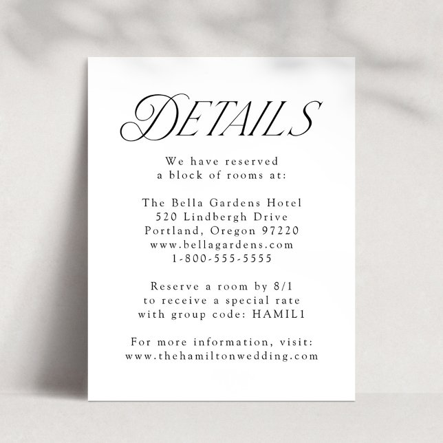 Modern Elegant Black Typography Wedding Details Enclosure Card (Creator Uploaded)