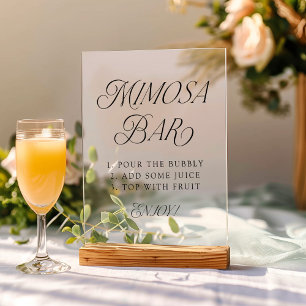 Modern Elegant Black Typography Wedding Mimosa Bar Acrylic Sign