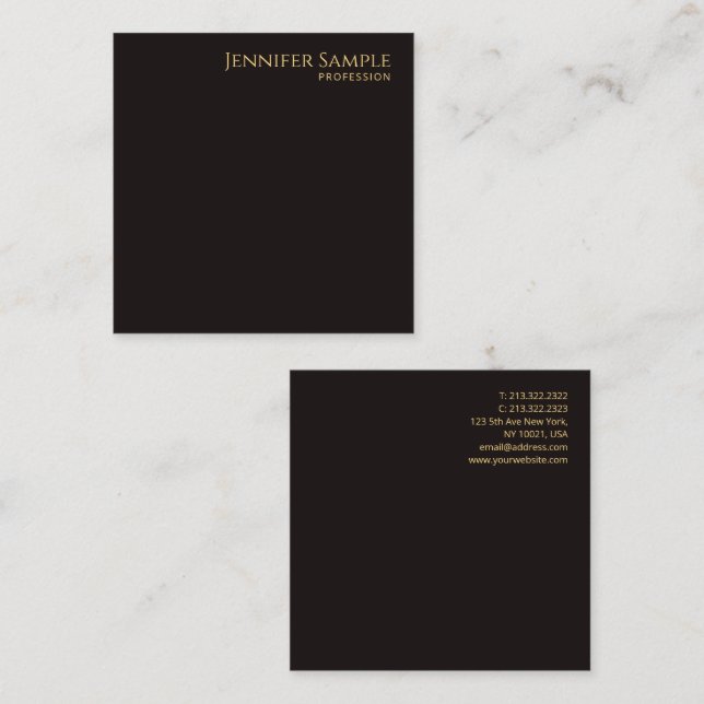 Modern Elegant Black Velvet Custom Professional Square Business Card (Front/Back)