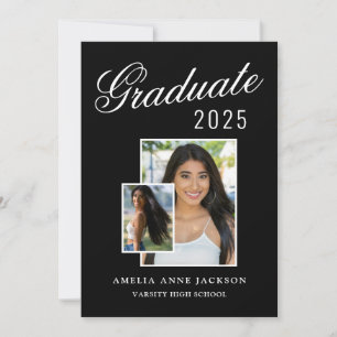 Modern Elegant Black & White 2025 Graduate Photo Announcement
