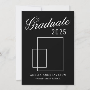 Modern Elegant Black & White 2025 Graduate Photo Invitation