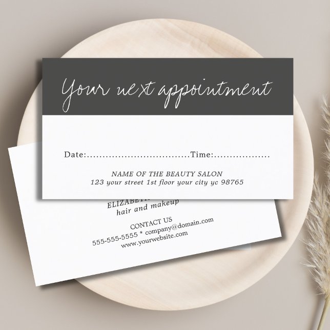 Modern Elegant Black White Beauty Appointment Card (Creator Uploaded)