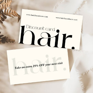 Modern Elegant Black White Beauty Discount Card