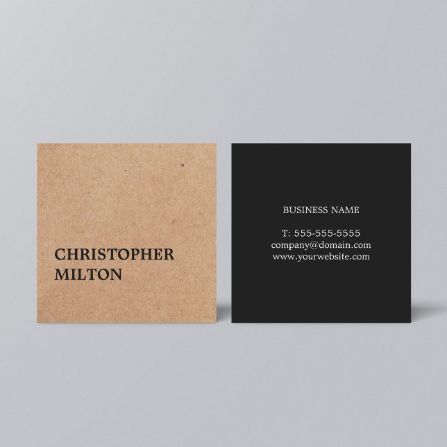 Modern Elegant Black White Cardboard Consultant Square Business Card (Creator Uploaded)