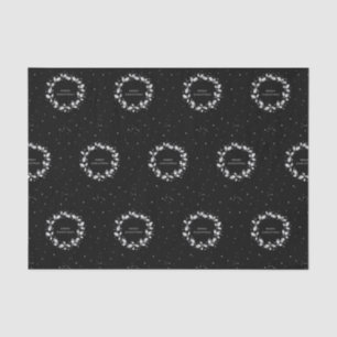 Modern Elegant Black+White Christmas Holly Wreath Tissue Paper