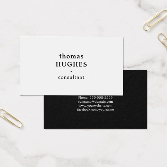 Modern Elegant Black White Consultant Business Card