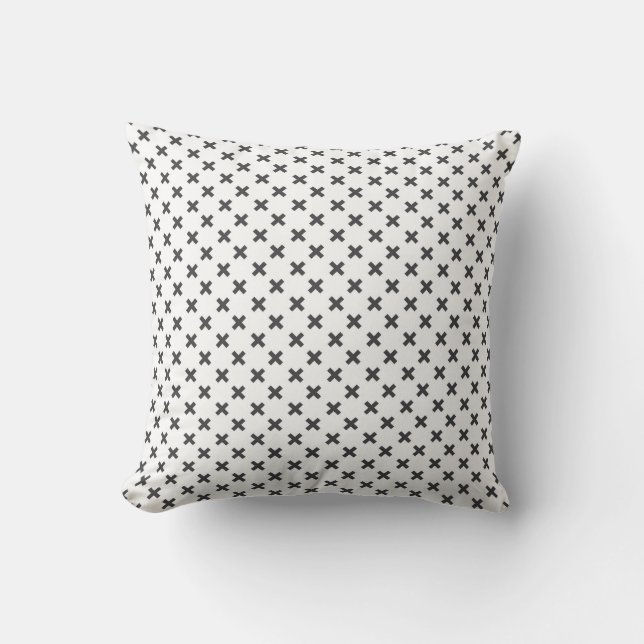 Modern elegant black & white criss cross cushion (Front)