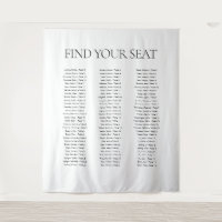 Modern Elegant Black White Find Your Seat Wedding