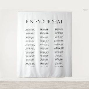 Modern Elegant Black White Find Your Seat Wedding Tapestry