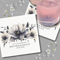 Modern Elegant Black White Floral Wedding