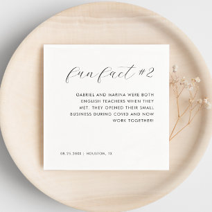 Modern Elegant Black & White Fun Fact # 2 Wedding Napkin