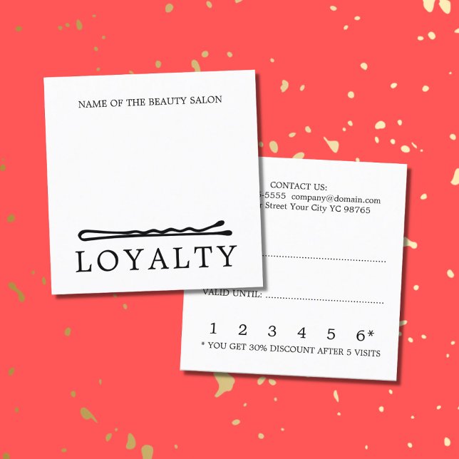 Modern Elegant Black White Hair Pins Salon Loyalty Card (Creator Uploaded)