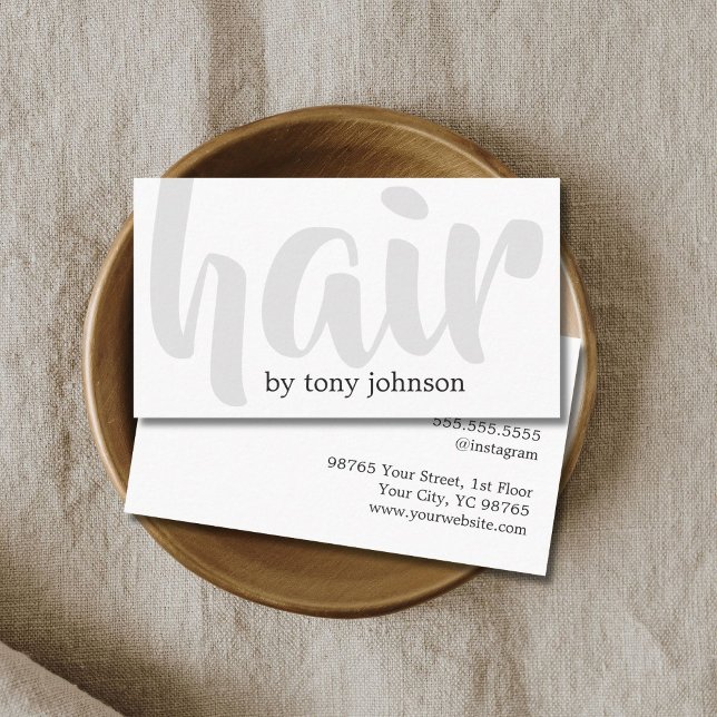 Modern Elegant Black White Hair Stylist Business Card (Creator Uploaded)