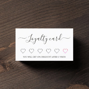 Modern Elegant Black White Heart Salon Loyalty Card