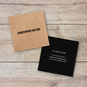 Modern Elegant Black White Kraft Paper Consultant Square Business Card