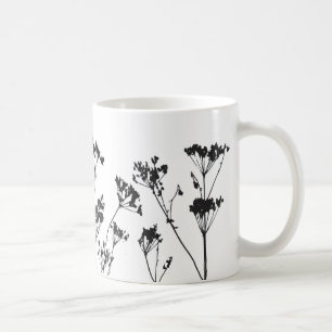 Modern Elegant Black White Meadow Flowers Coffee Mug