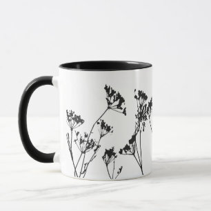 Modern Elegant Black White Meadow Flowers Mug