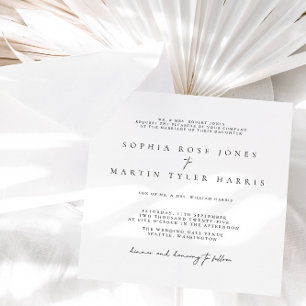 Modern Elegant Black & White Minimalist Wedding Invitation