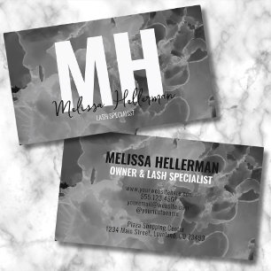 Modern Elegant Black White Monogram Business Card