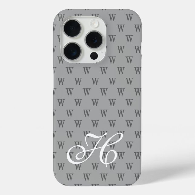 Modern Elegant Black White Monogram Pattern Case-Mate iPhone Case (Back)