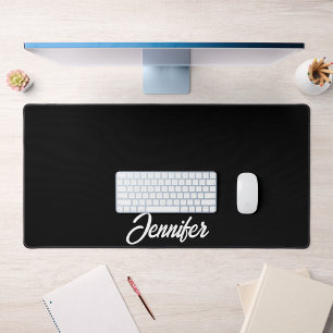 Modern Elegant Black & White Monogrammed Initials  Desk Mat