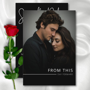 Modern Elegant Black & White Photo Day Forward Save The Date