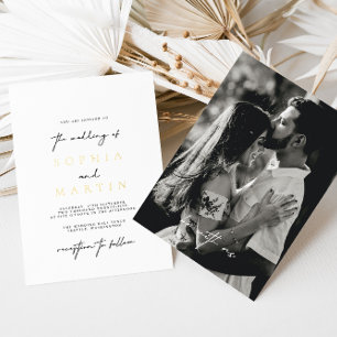 Modern Elegant Black & White Photo Wedding Real