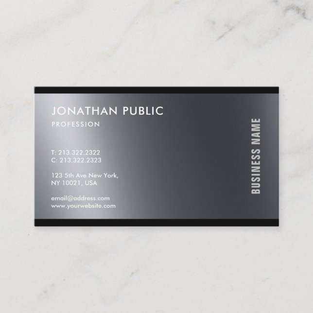 Modern Elegant Black White Professional Chic Plain Business Card (Front)