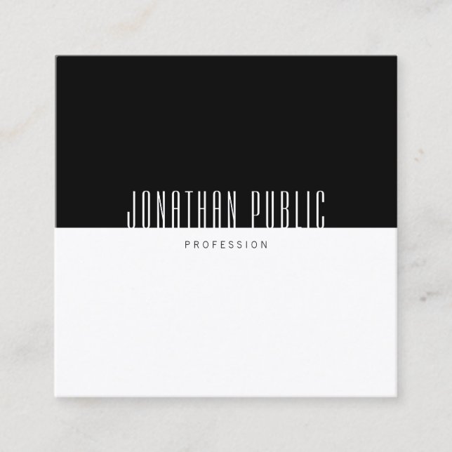 Modern Elegant Black White Professional Template Square Business Card (Front)