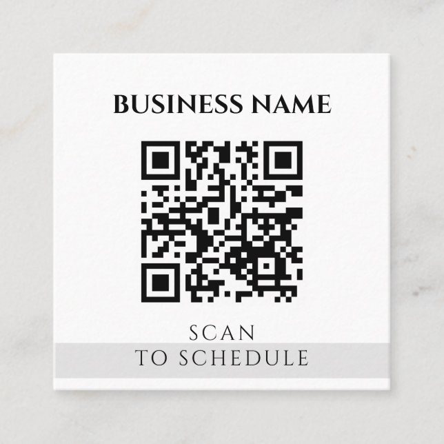 Modern Elegant Black White QR Code Social Media Square Business Card (Front)