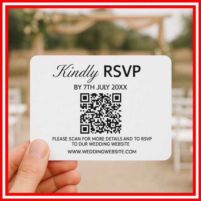 Modern Elegant Black & White QR Code Wedding RSVP (Creator Uploaded)