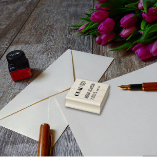 Modern elegant black white red  rubber stamp