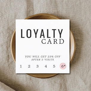 Modern Elegant Black White Rose Circle Beauty Loyalty Card