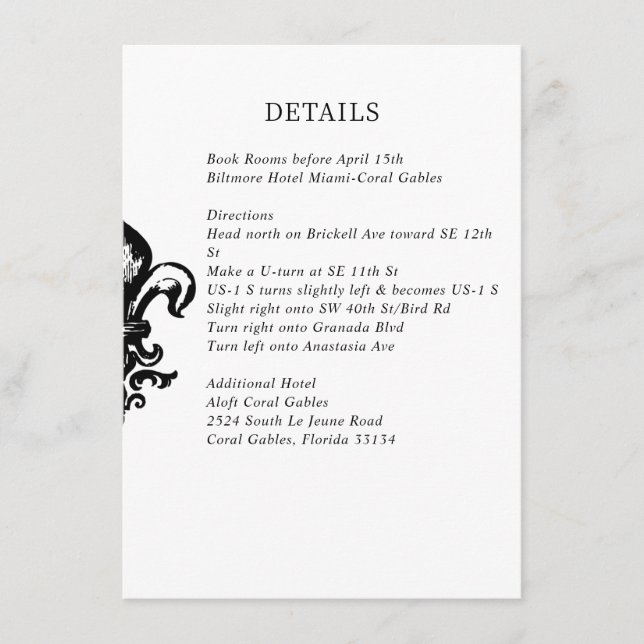 Modern Elegant Black White Wedding Enclosure Card (Front)