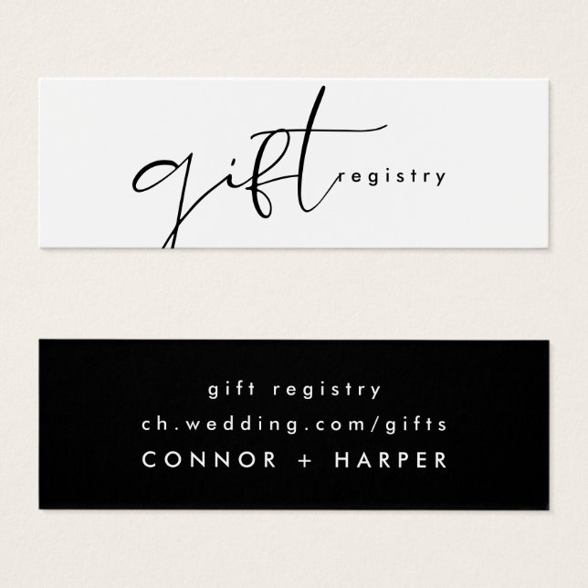 Modern Elegant Black & White Wedding Gift Registry (Front & Back)