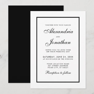 Modern Elegant Black & White Wedding Invitation