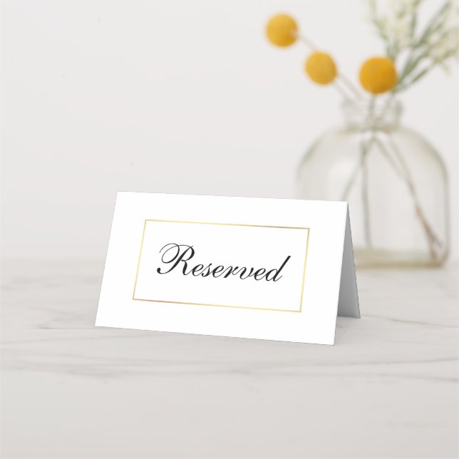 Modern Elegant Black & White Wedding Reserved Place Card (Back)