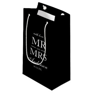 Modern Elegant Black & White Wedding Small Gift Bag