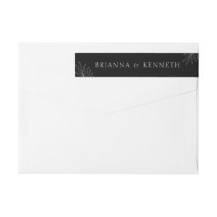 Modern Elegant Black with Leaf Wedding Wrap Around Label