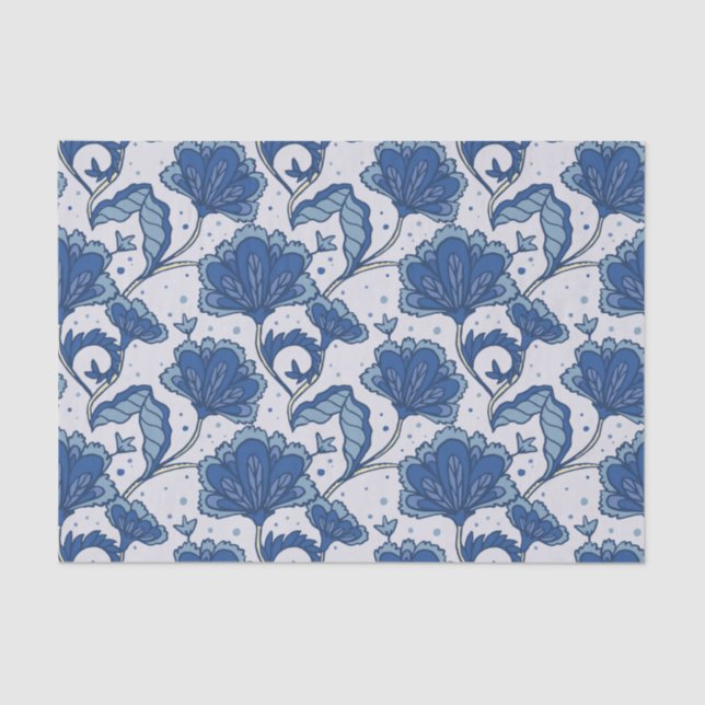 Modern Elegant blue batik pattern Tissue Paper (Front)